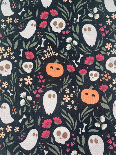 Flowered Halloween Kitchen Towel