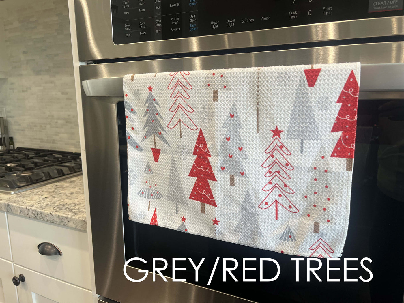 Red/Grey Trees Kitchen Towel