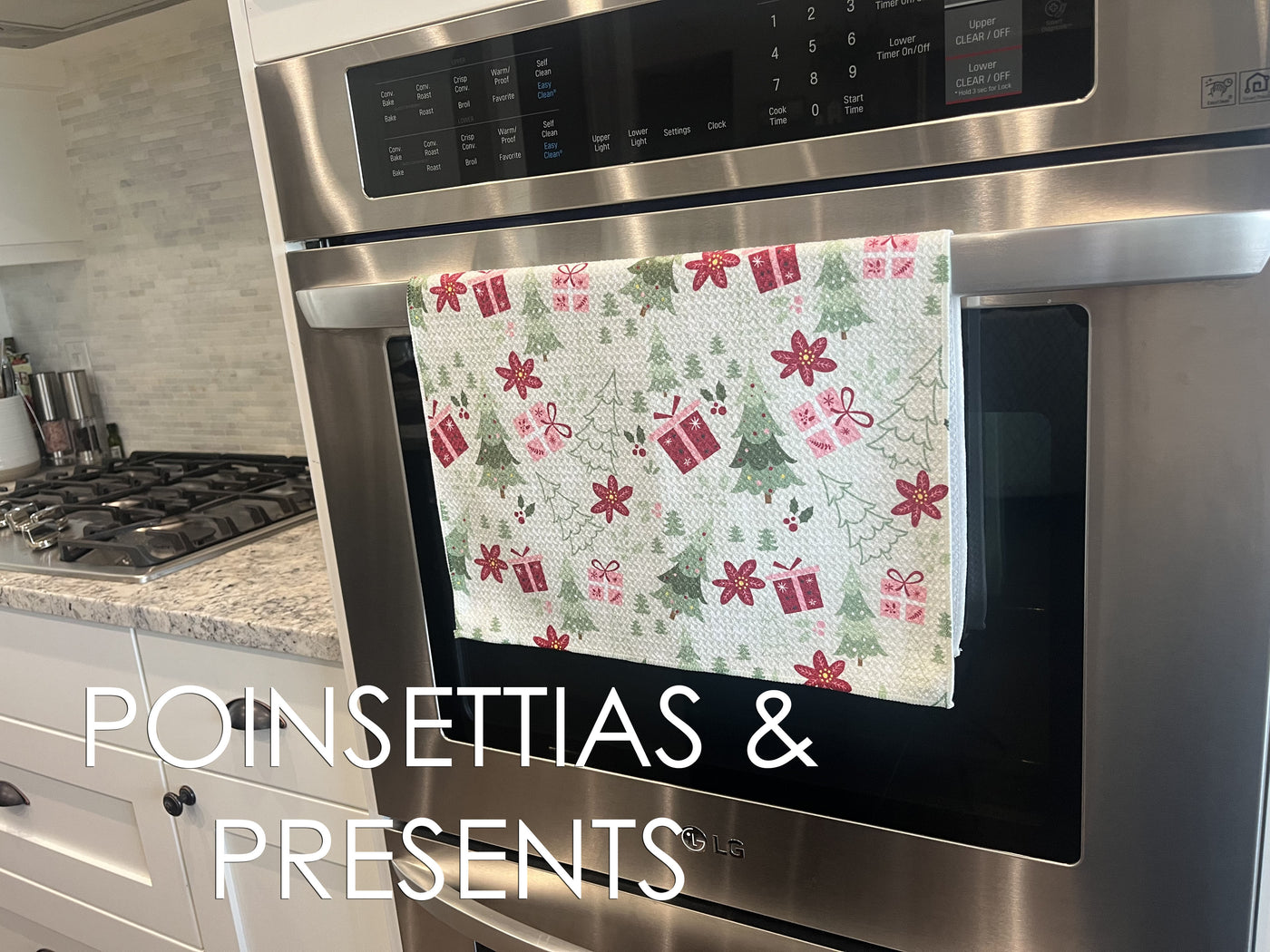 Poinsettias & Presents Kitchen Towels