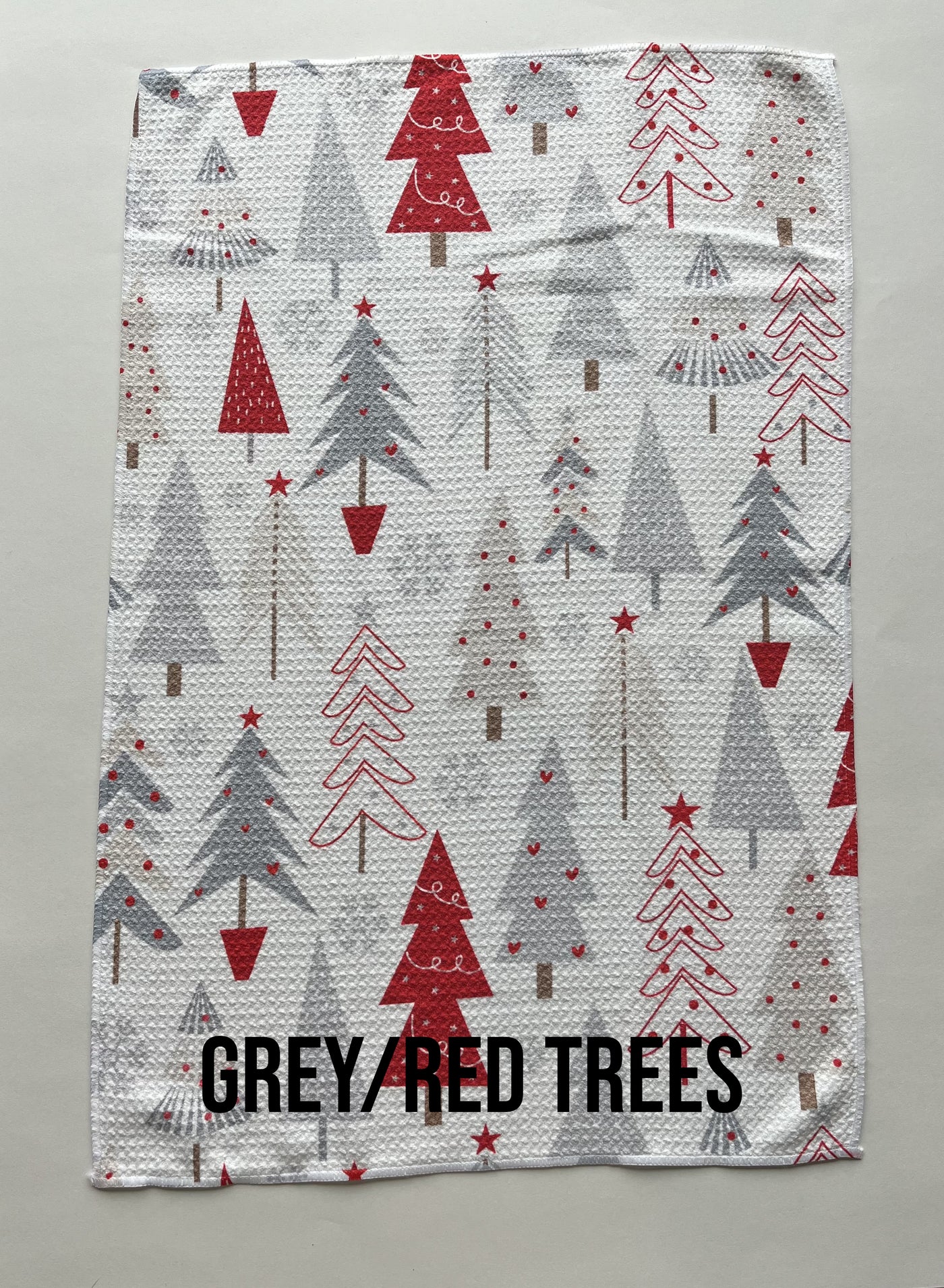Red/Grey Trees Waffle Towel