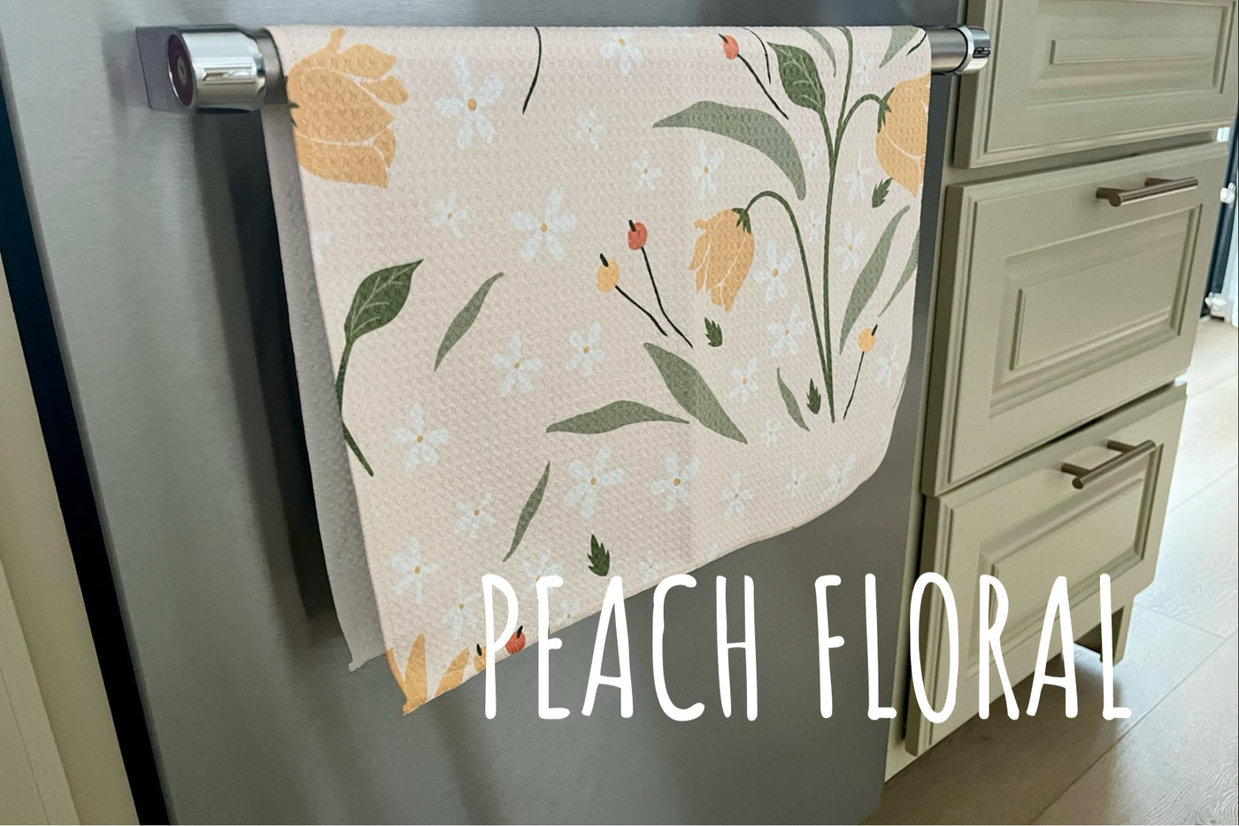 Peach Floral Kitchen Towel