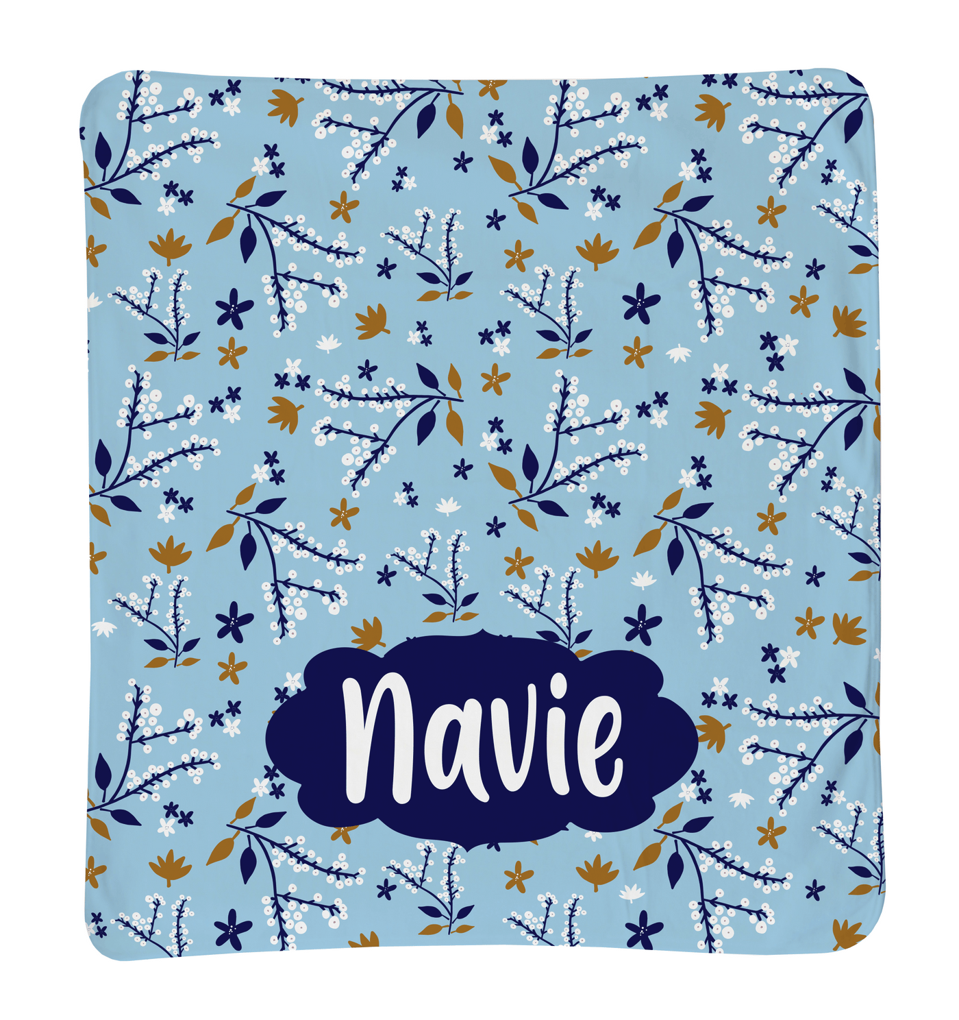 Blue Floral with Tan