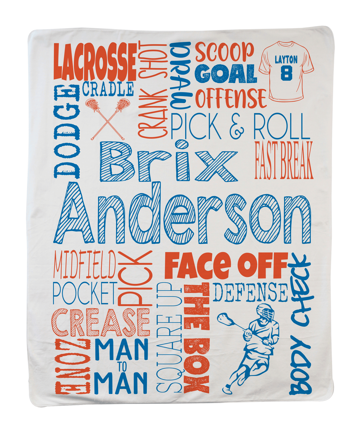 Large Lacrosse Boy Blanket