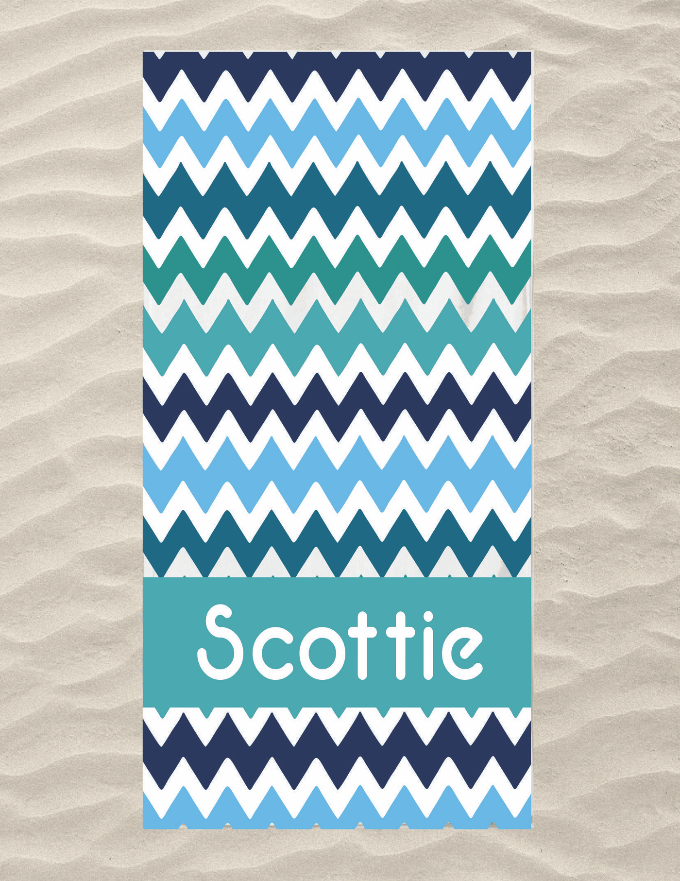 Teal Zigzag Vertical Beach Towel