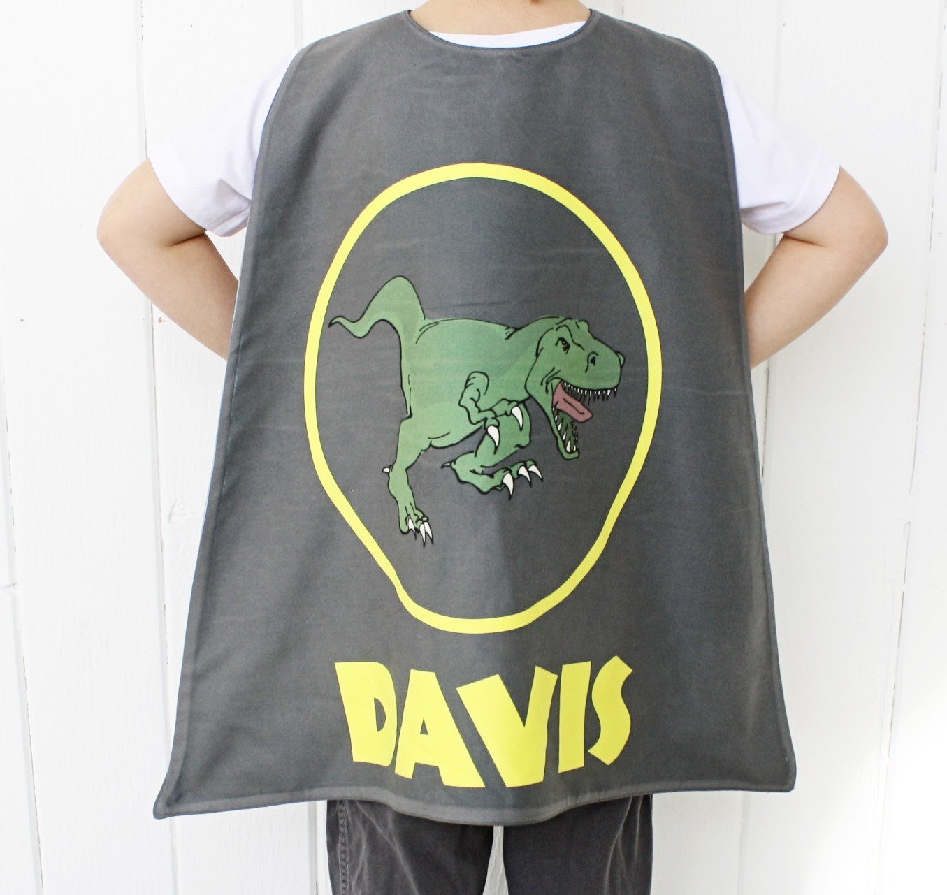 Reversible Dinosaur in Yellow Circle on Grey