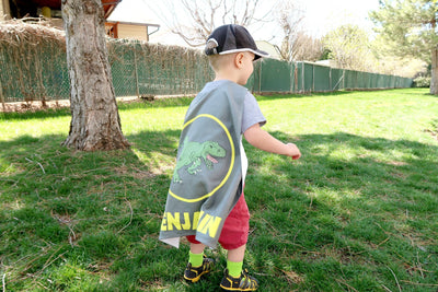 Reversible Dinosaur in Yellow Circle on Grey