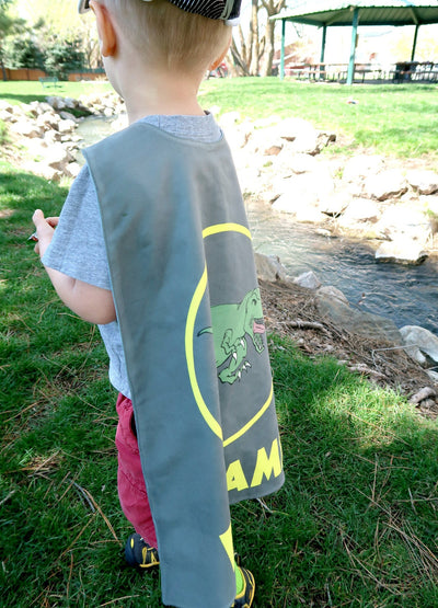 Reversible Dinosaur in Yellow Circle on Grey