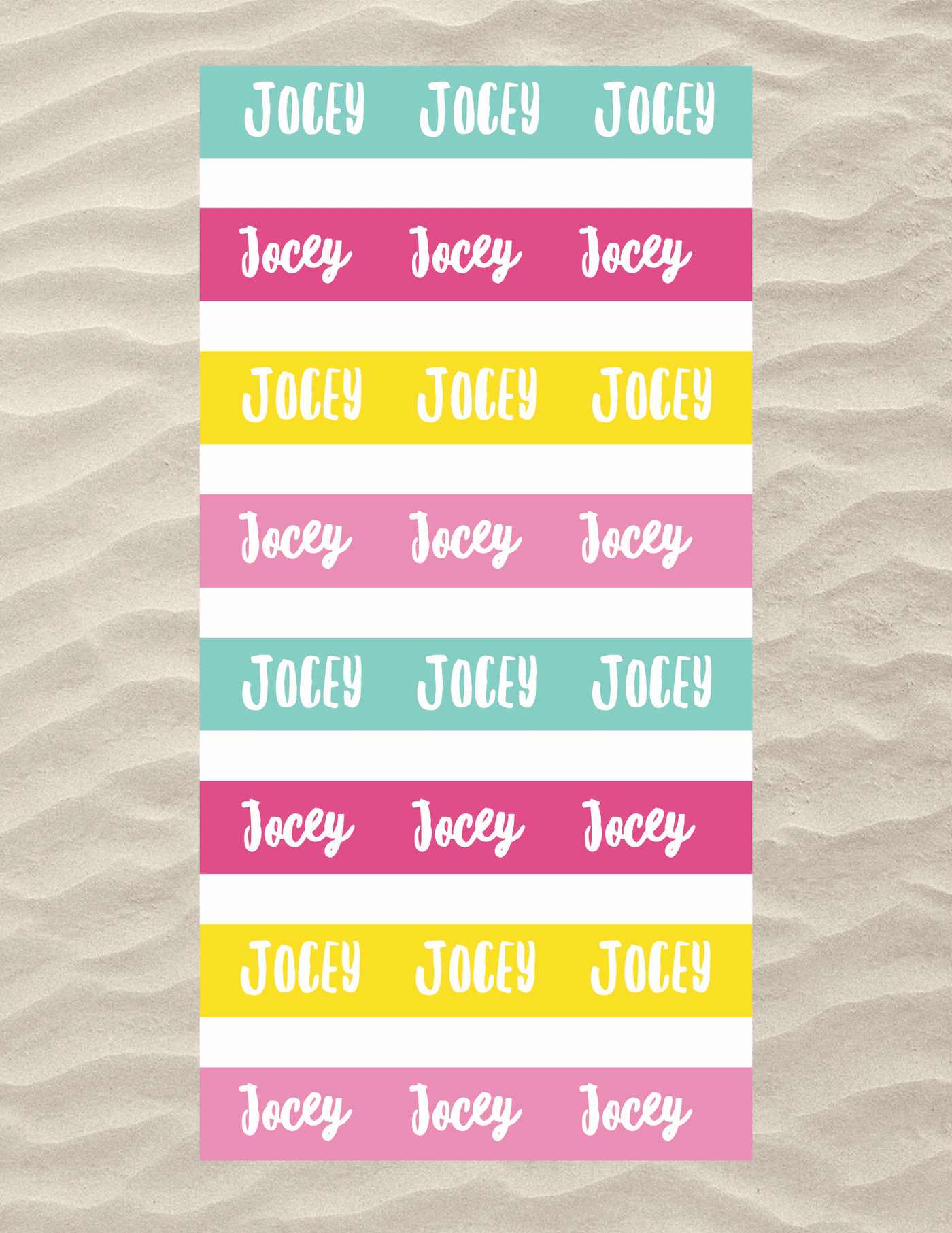 Pastel Stripe Name Repeat Beach Towel